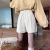 2024 Women's Autumn/Winter Corduroy A-line Shorts: Loose, Slimming Wide-Leg Design for Casual Wear with Boots.