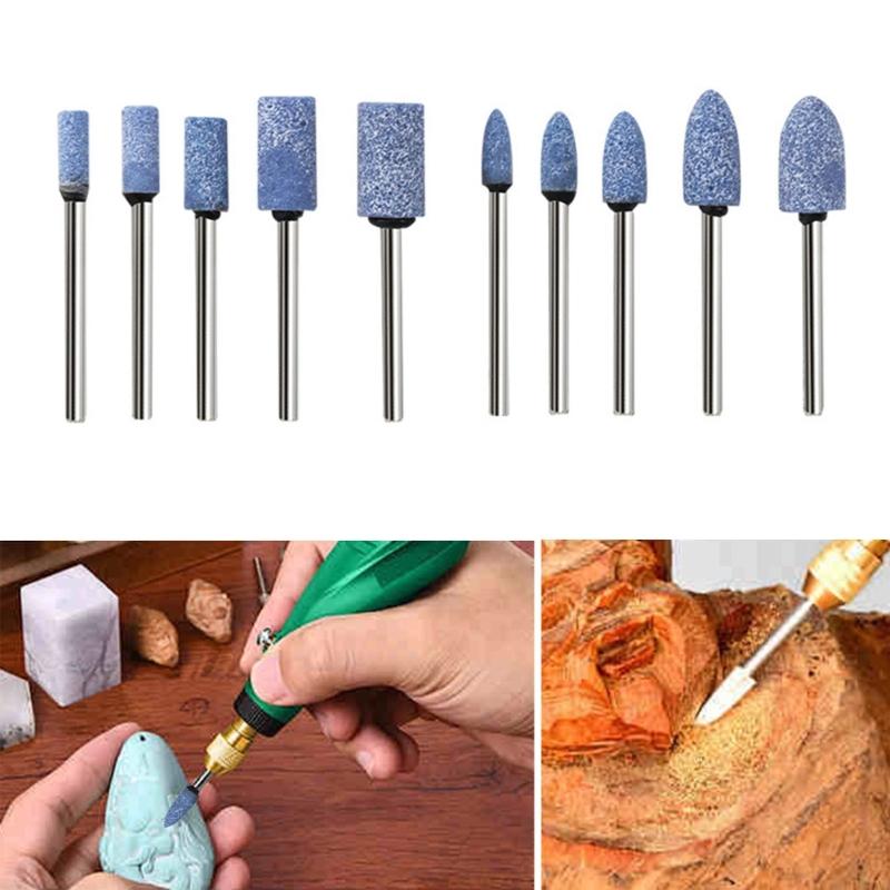 10Pcs Polishing Head Wheel Grinding Stone Bit Set for Electric Rotary Power Tool Marble Jades Craft Projects