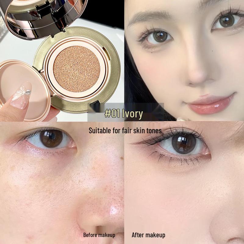 AGAG High-Coverage Moisturizing Cushion Foundation with Long-lasting, Smudge-proof, Waterproof Finish and Close-fitting Concealment. 15g + 15g