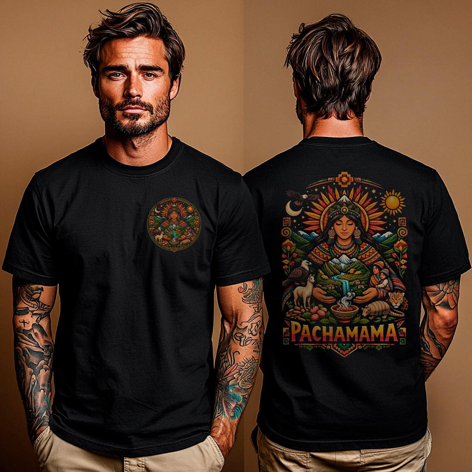 Pachamama Goddess Shirt: Andean Mother Earth Back Print T-Shirt | Pagan Nature Unisex Tee | Spiritual Eco Gift S