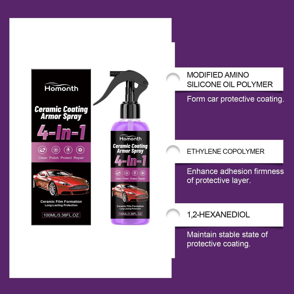 Homonth Ceramic Car Coating Spray for Paint Surface Enhancement & Maintenance
