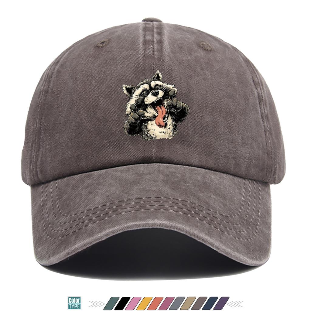 Pc Quirky Grinning Raccoon Print Baseball Cap Trendy Street HipHop Hat Individual Fashion Versatile Unisex Adjustable Duckbi
