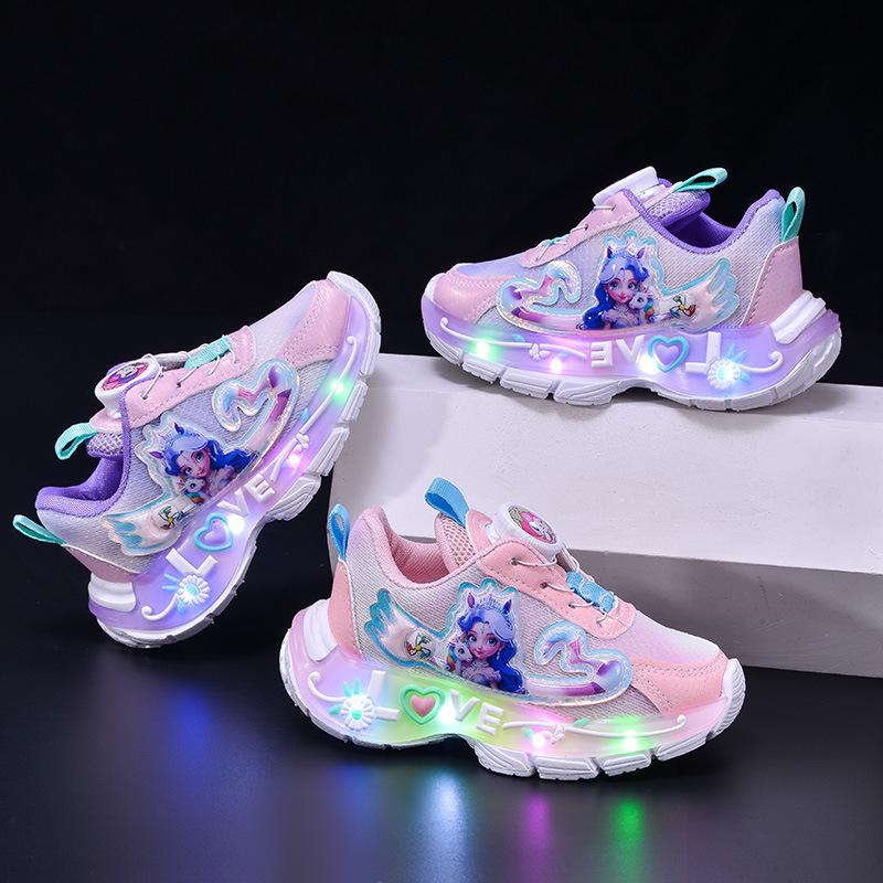 Children's Light-Up Princess Mesh Sneakers - Trendy Spring School Shoes