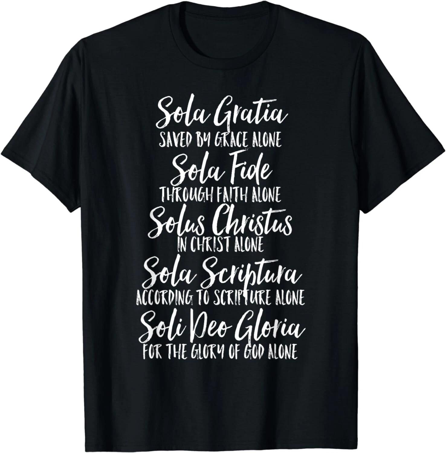 

Five Solas T-Shirt Latin and English Cute Script Text Gift Unisex T-Shirt XL