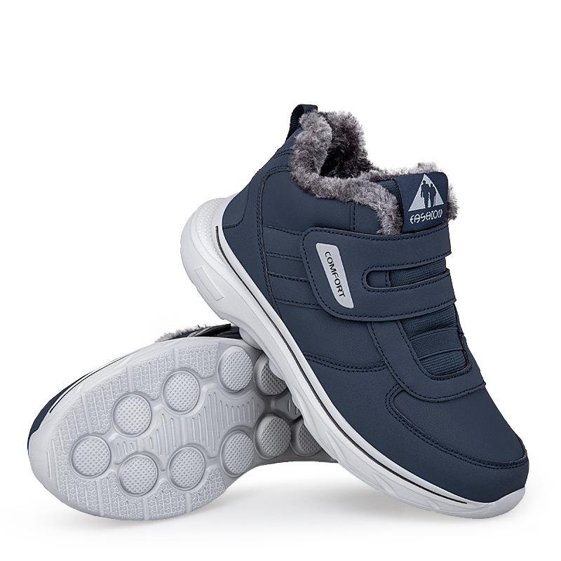 Men's High Top Waterproof Winter Boots with Velvet Lining - Soft Sole, Warm Snow Shoes for Elderly & Dad.