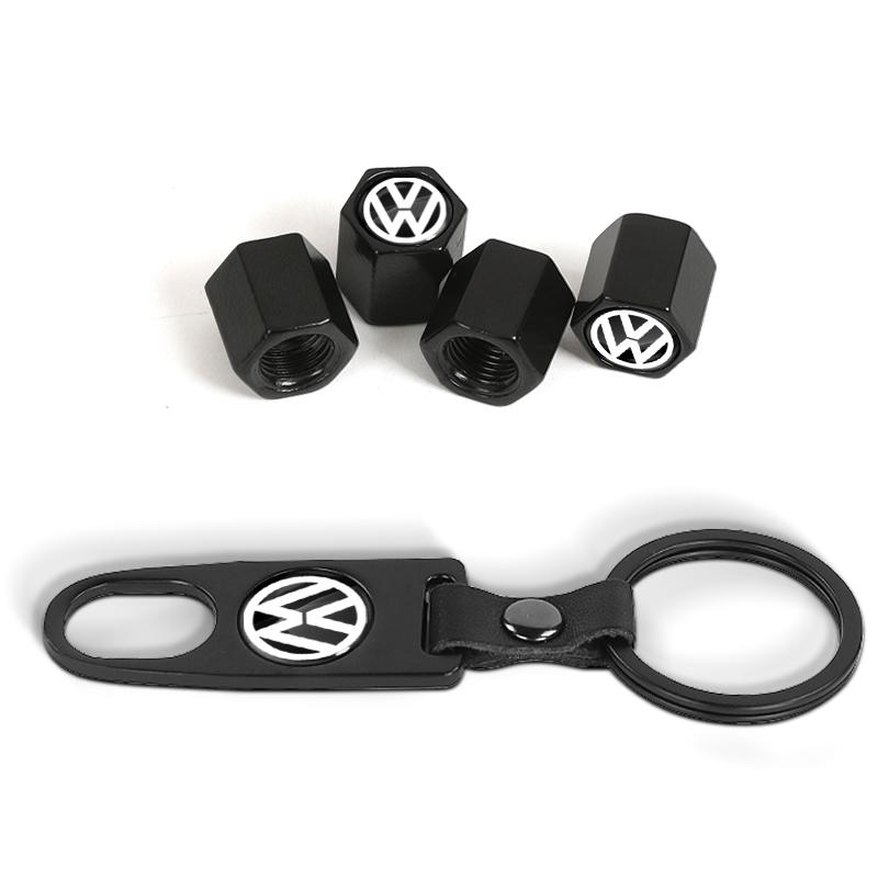 Auto Reifenventilkappe Radventilkappenabdeckung mit Schraubenschlüssel Schlüsselanhänger Für Volkswagen B7 B6 B5 Golf 4 5 6 Polo Passat CC Jetta Mk6 Tiguan Gol Cross