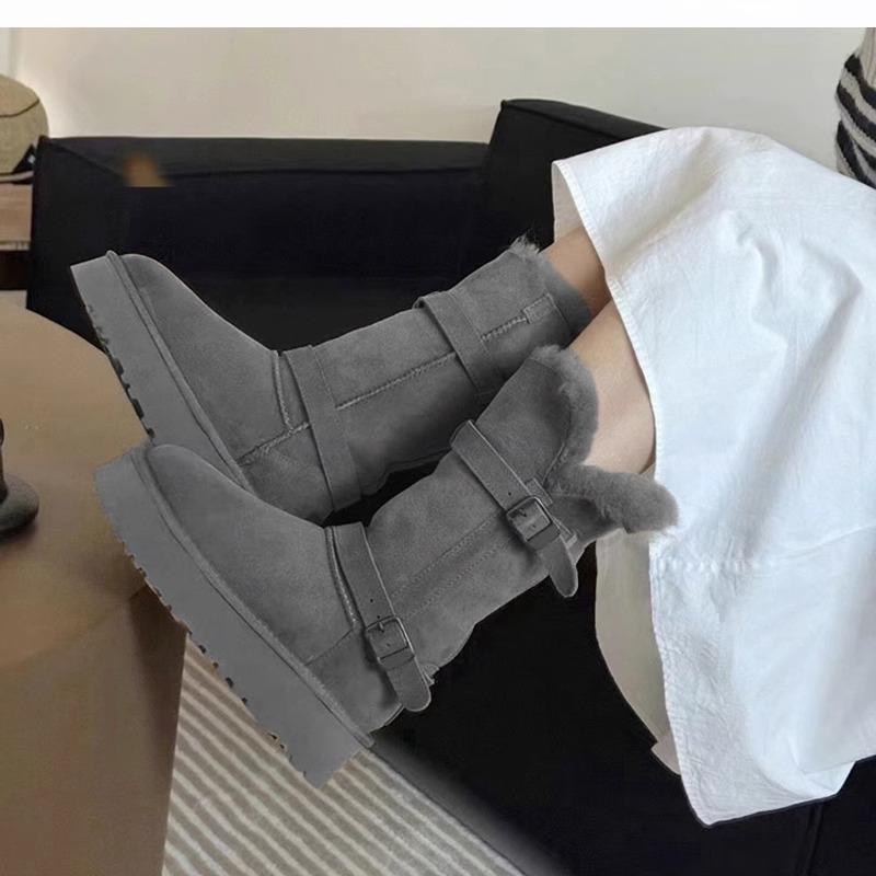 Thick-soled snow boots women's fur integrated high tube piled thickened cotton shoes 2025 winter new knight boots