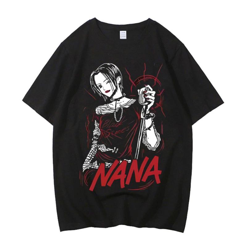 T-shirt in cotone Black Stones Nana Osaki da uomo Y2k grafica Estetica pastello T-shirt anni 2000 kawaii Anime pastello Anni 2000 Comoda
