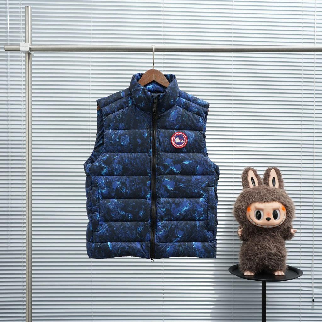 Męski błyszczący puch gęsi kamizelka ze stójką - Ciepła, gruba, bezrękawnik odzież wierzchnia na jesień/zimę.