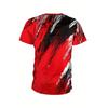 Men Cool Contrast Color 3D Print T-shirts for Tie Dye Stretch Polyester Sportwear Short Sleeve Tops Summerwear