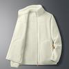 Fall Winter Men Jacket Stand Collar Zipper Closure Long Sleeve Thick Coral Fleece