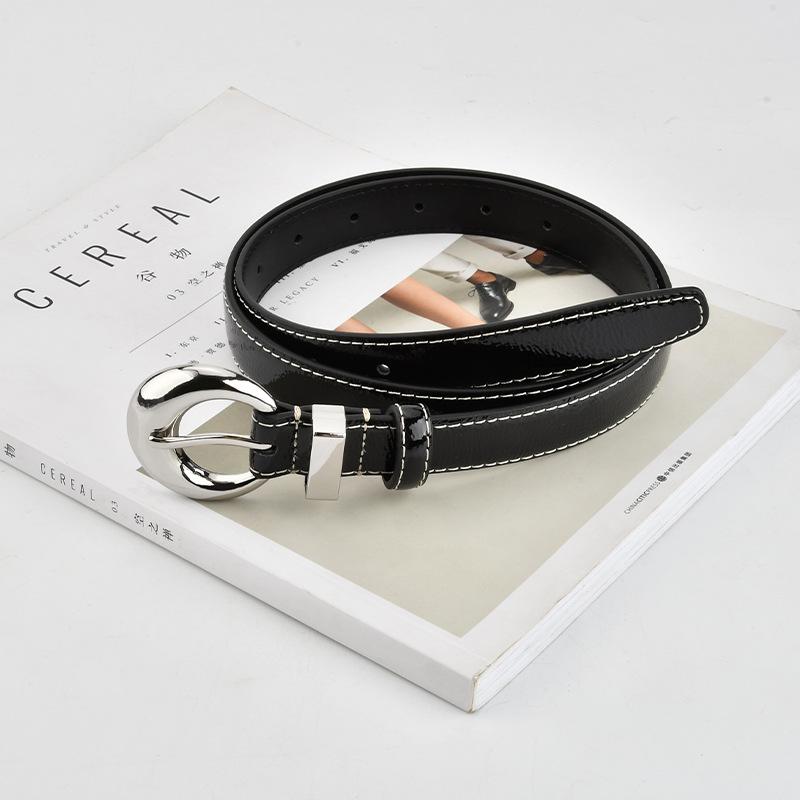 Lacquered Belt Women'S First Layer Cowhide Simple Jeans Decoration High-End Women'S Belt