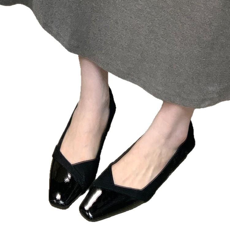 Lan Cabinet Edition Französischer Xiaoxiangfeng Lässige Einzelne Schuhe Damen 2025 Herbst Wildleder Spleißen Abendschuhe Pendler Sanfte Schuhe