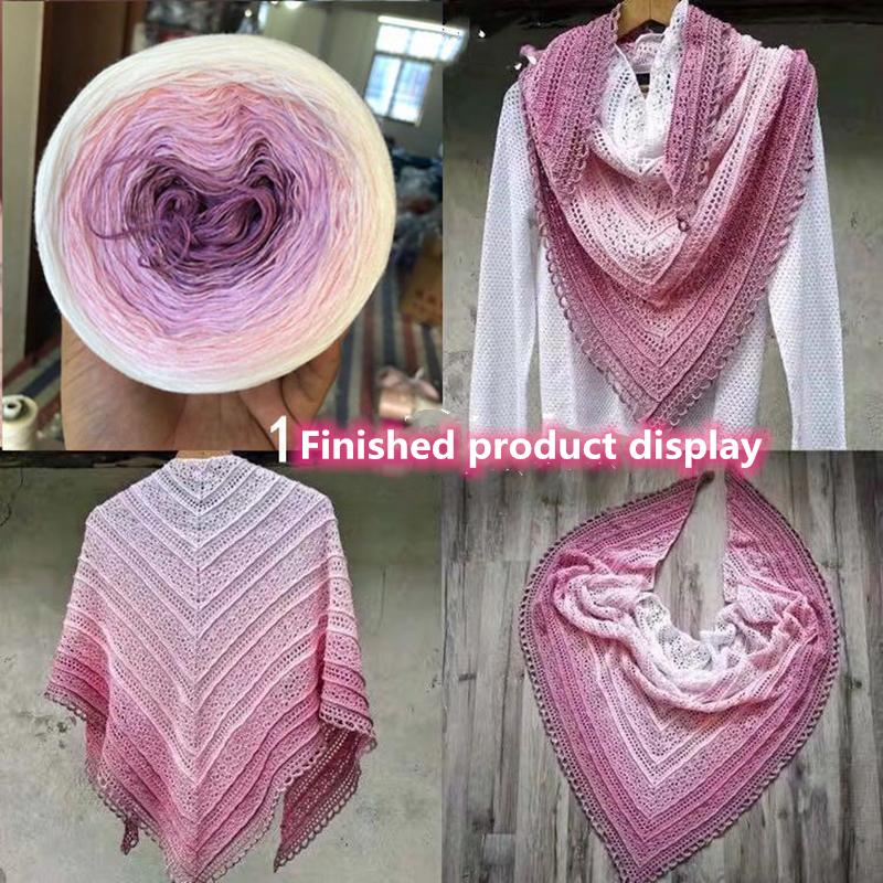 

300g Cake Gradient Color Crocheted Shawl Blanket DIY Hand Knitted Cotton Blended Yarn