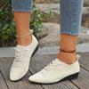 Fashion Women's Spring and Autumn Flat Shoes New Pointed Toe Deep Mouth Front Lace-up Soft Sole Non-Slip Plus Size Single Shoes