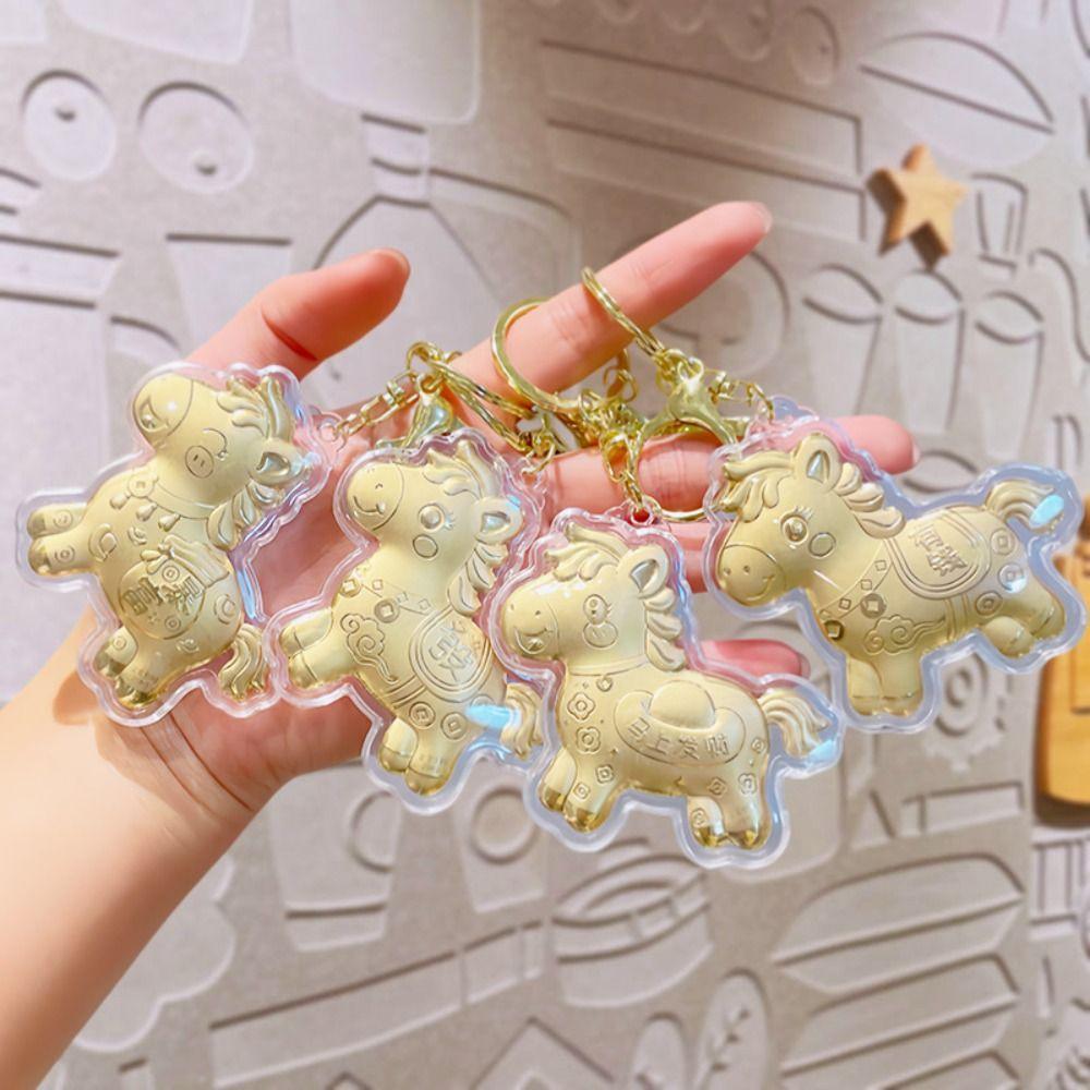 Luck Gold Horse Keychains Cartoon Design Zodiac Horse Keychains Bag Pendant  Holiday Gifts