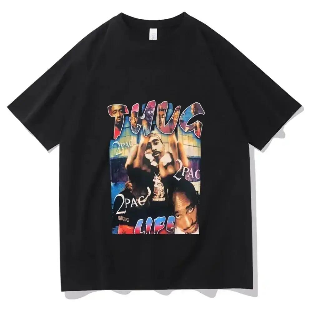 

2026 Rapper Tupac Tops Hip Hop Streetwear Vintage Y2k Tops Fashion Print T Shirt Unisex Women Harajuku Casual Loose Tees Unisex Y2K 4XL