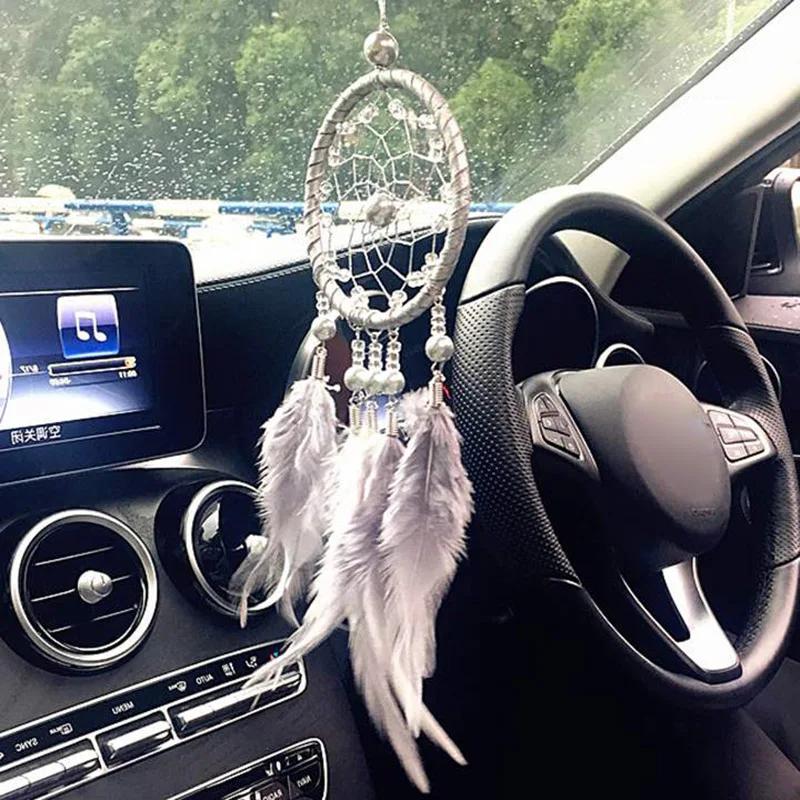 Tassel Dream Catcher Decoration for Car Ornaments Room Decor Dreamcatchers Wall Hanging with Rattan Bead Feathers Wind Chimes