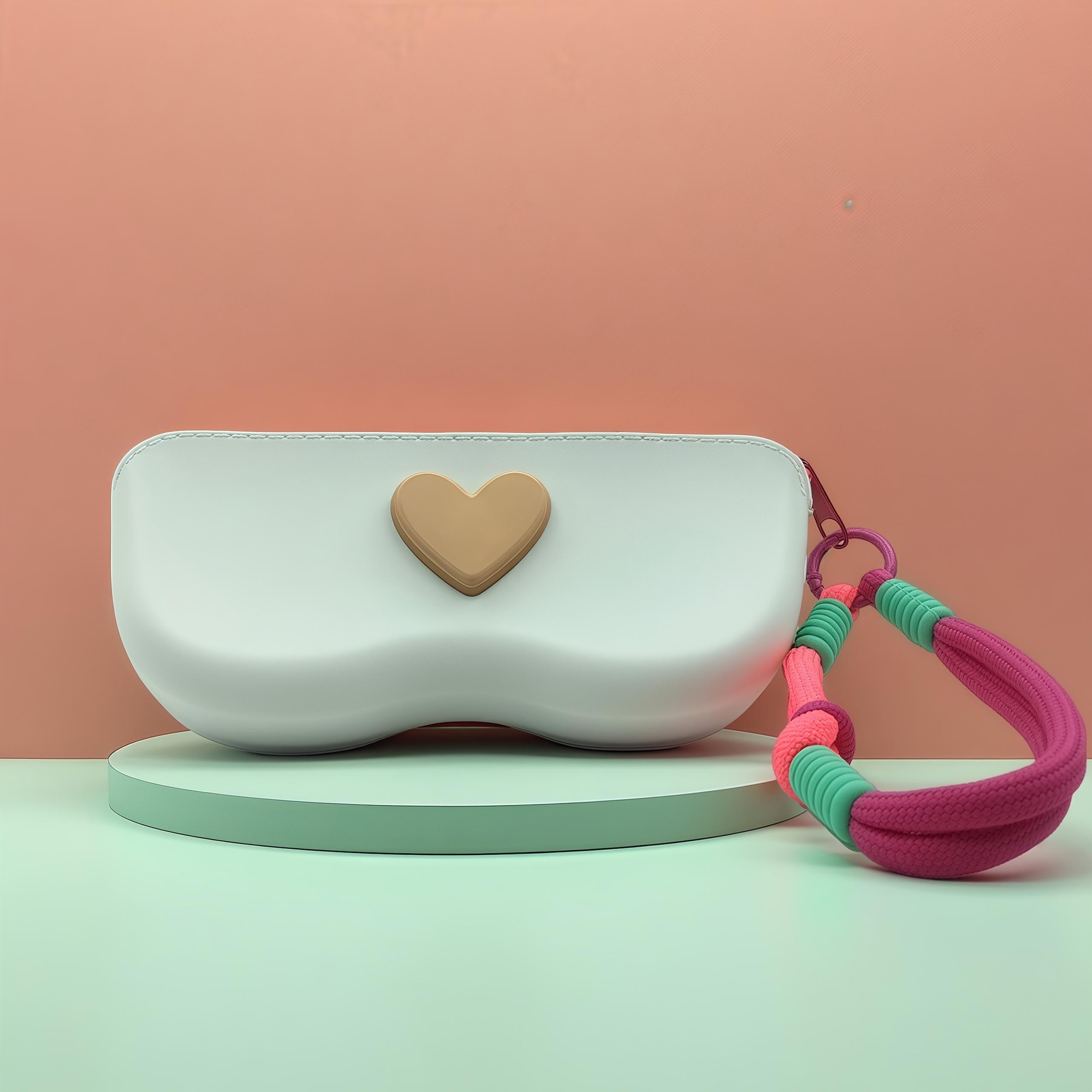 

Ladies Heart-shaped Glasses Case, Scratch Resistant Glasses and Fashionable Glasses Storage Bag, Cute Heart-shaped Design серый