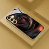 Schwarze Blumen Handyhülle Glas-Handyhülle für Samsung Galaxy S26 22 23 24 25 PLUS S21 22 23 24 25 ULTRA