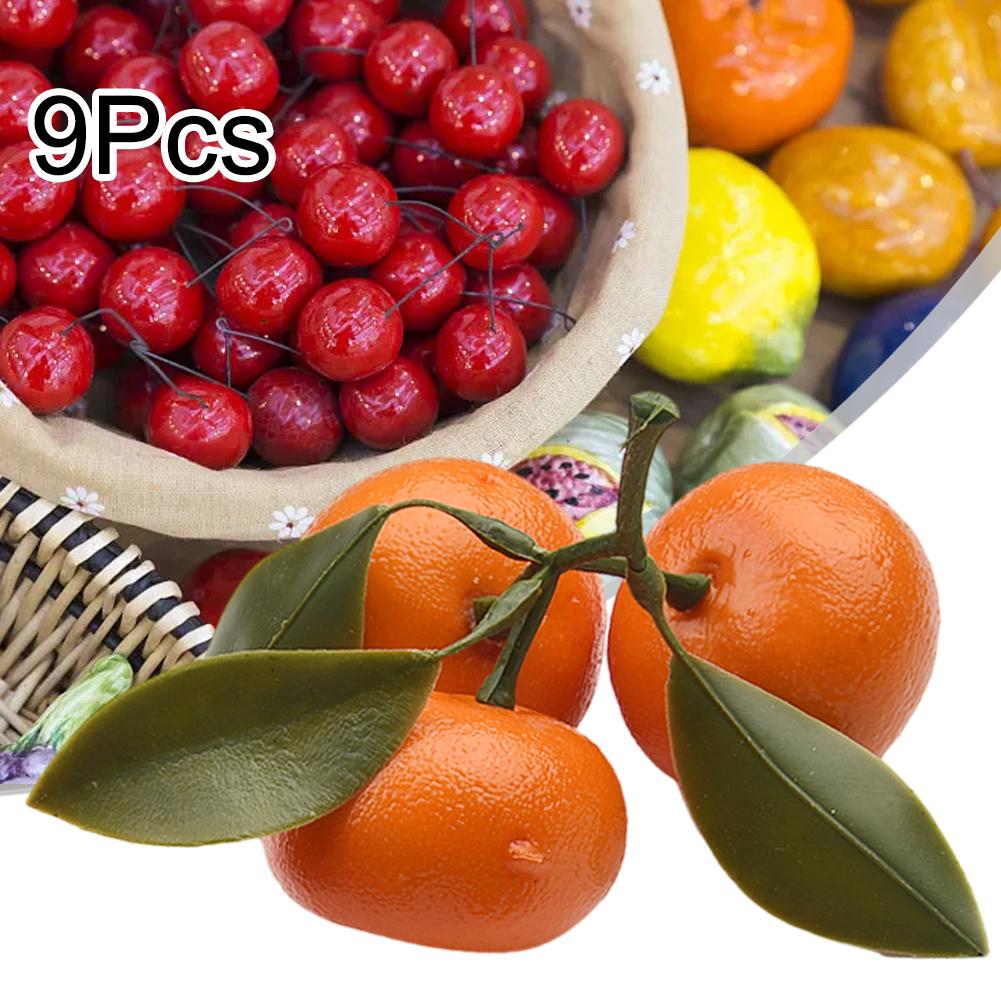 9 Stück Künstliche Orangenfrucht-Set aus Schaumstoffmaterial für Küchentisch Bar Display Dekorationen und Fotografische Requisiten