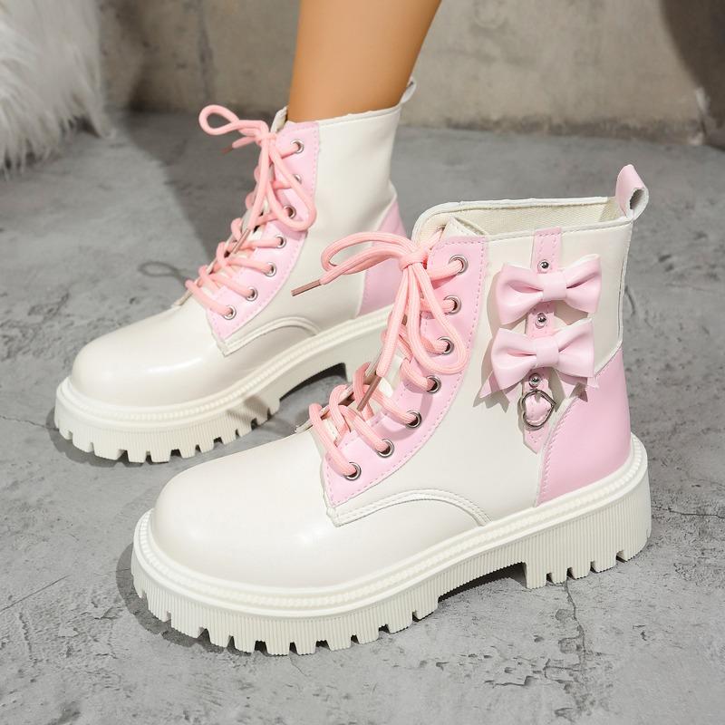 Fashion Shoes for Women Short Boots New Bow British Style Thick Heel Fashion Women Locomotive Boots High Quality Short Boots Botas Mujer