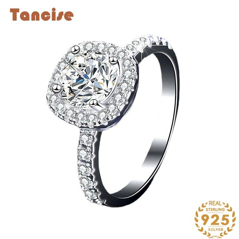Tancise klassikaline moissanite hõbedane sõrmus naiste ehted pulmalubaduse peokink_voghion.com