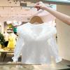 Meisjes Lente Effen Kleur Lange Mouw Kant T-shirt Schattige Frisse Pullover Tops