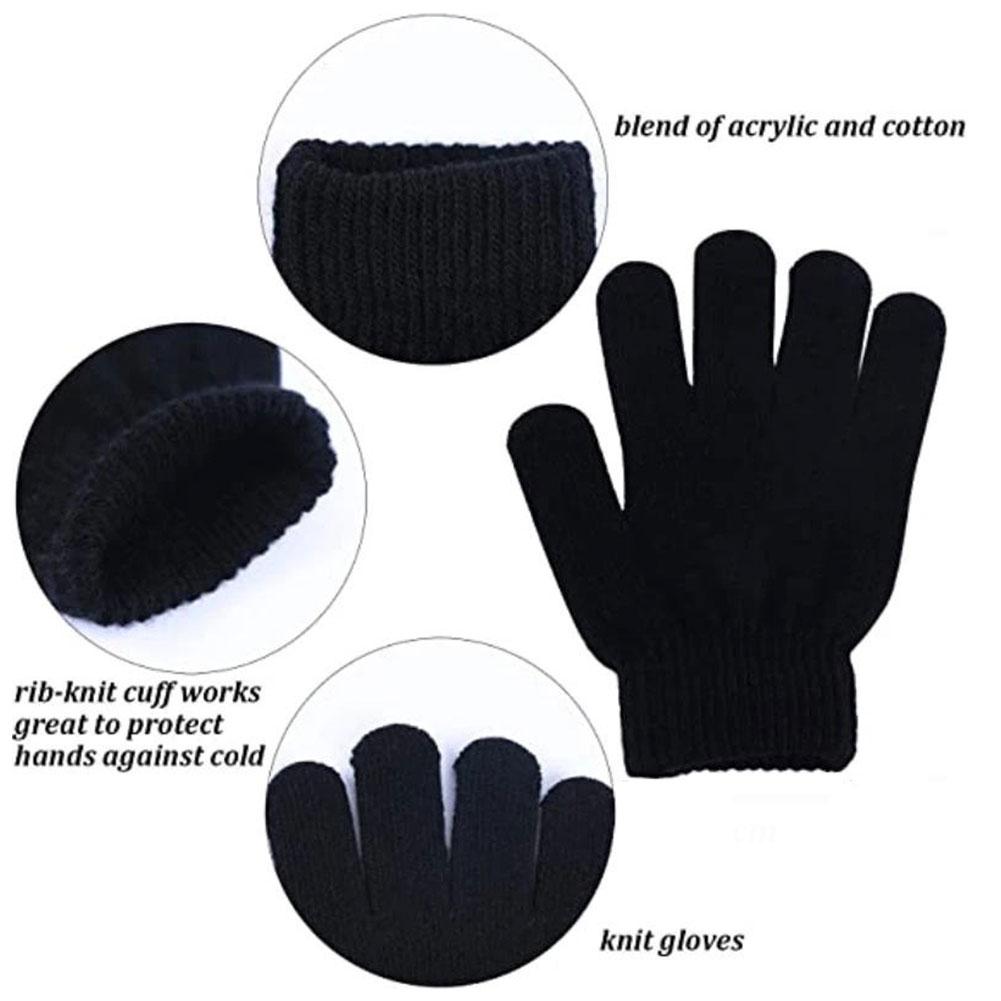 For 4-8 Years Old Kids Boys Girls Winter Cold And Warm Gloves Children Gloves Winter Knitted Full Finger Gloves Unisex Solid
