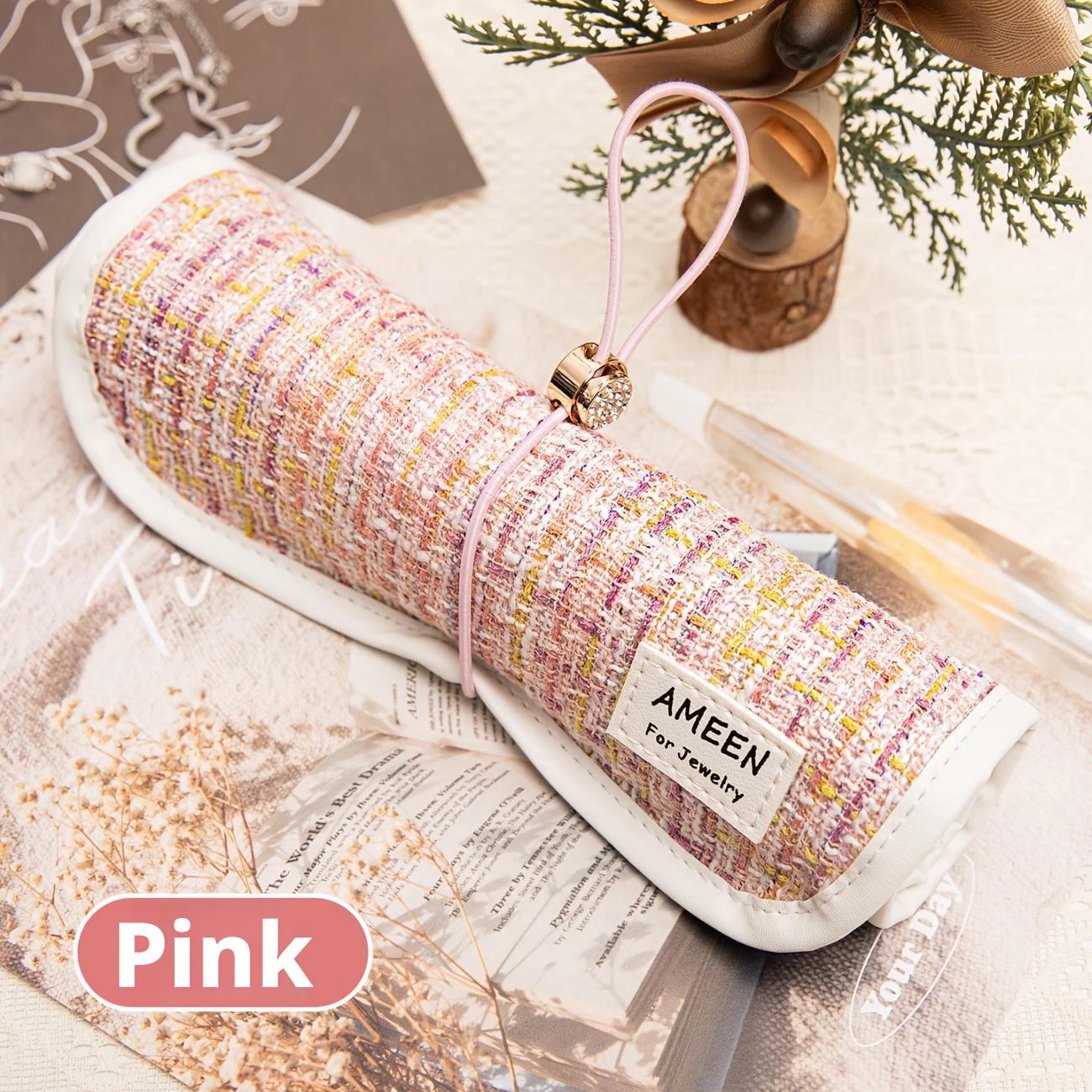 

Foldable Travel Jewelry Storage Box Multi-layer Zipper Closure Jewelry Case Organizer Roll Style Foldable Jewelry Bag рожевий