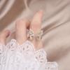 Korea  Design Fashion Jewelry 14K Real Gold plating Zircon Hollow Butterfly Ring Elegant Women's Daily Work Accessories