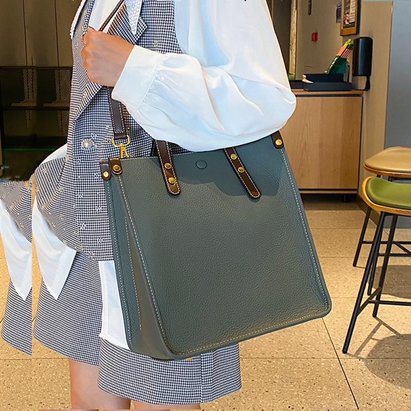 

Вертикальные сумки-тоуты из натуральной кожи для женщин, трендовые дизайнерские сумки большой вместимости для работы, женские сумки через плечо