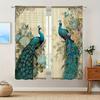 Set Of 2 Jit Floral Peacock Print Curtain Design Drapes Window Decor Home Curtains Made Polyester