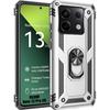 Case - E.F.CONNECTION - For Xiaomi Redmi Note 13 Pro 5G - Rigid Shockproof - 360° Rotating Stand - Silver