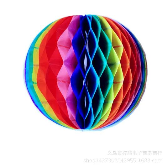 

15/20/25/30cm Color Honeycomb Paper Flower Ball Rainbow Paper Balls Decorative Paper Lantern Balls Wedding Birthday Baby Shower 6inch 15cm