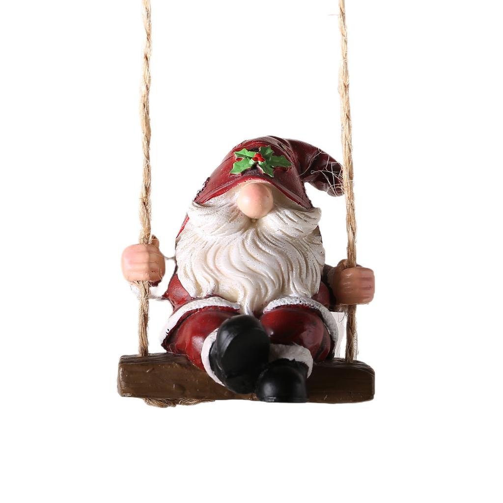 Christmas Gnome Garden Yard Swing Hanging Decoration Outdoor Resin Ornament
