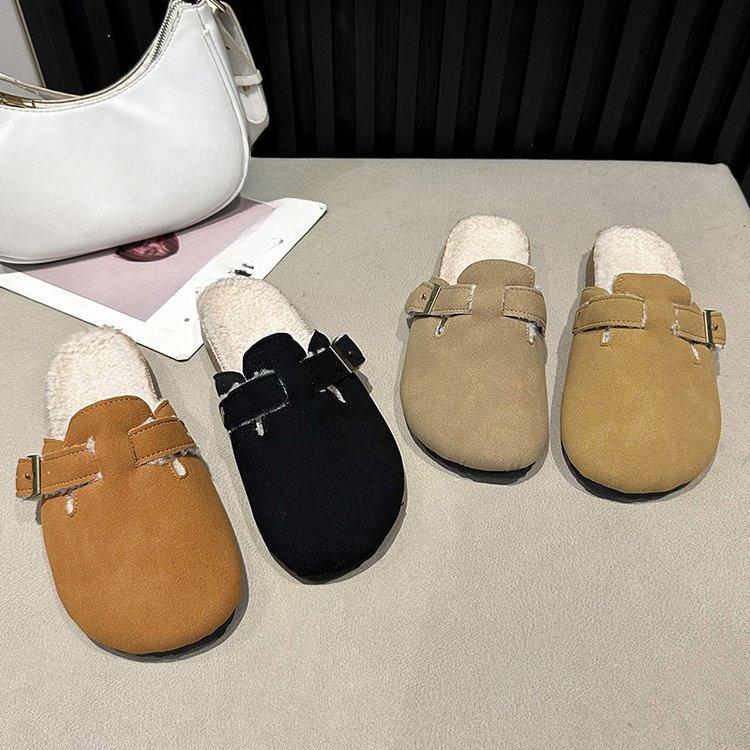 Women's Shoes Women's Closed Toe Slippers Cow Suede PU Leather Clogs Women's Sandals Retro Fashion Garden Mule Clog Slide New