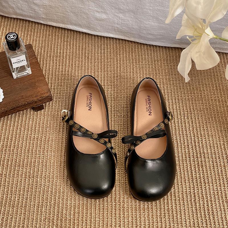 Women Shoes 2025 Spring Fashion Bow-knot Lightweight Women's Flats Vintage Comfortable Soft Sole Metal Decoration Mary Jane Shoe