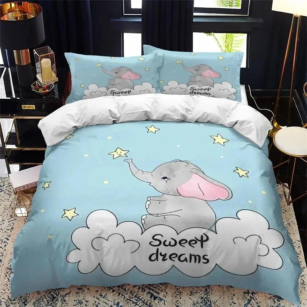 Comforter Animal Elephant Cartoon Bedding Set Bed Set Comforter King Queen Size Boys Adult Bedding Set