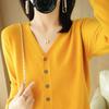 Knit Cardigan For Women With Vneck Long Sleeves Soft Polyester Blend For Casual Wear