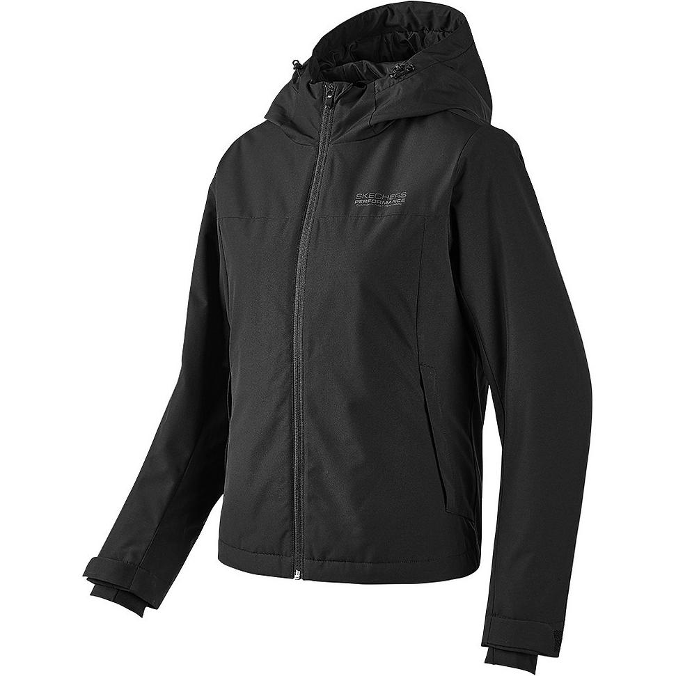 Skechers Basic Sports Series FW24 Warm Woven Hooded Water-Resistant Jacket Women jackets Carbon-Black P424W119-0018 S