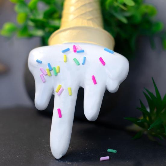 Melting Ice Cream Figurine Falling Ground Ice Cream Cone Resin Statue Sculpture Home Office Desktop Decoration Ornament