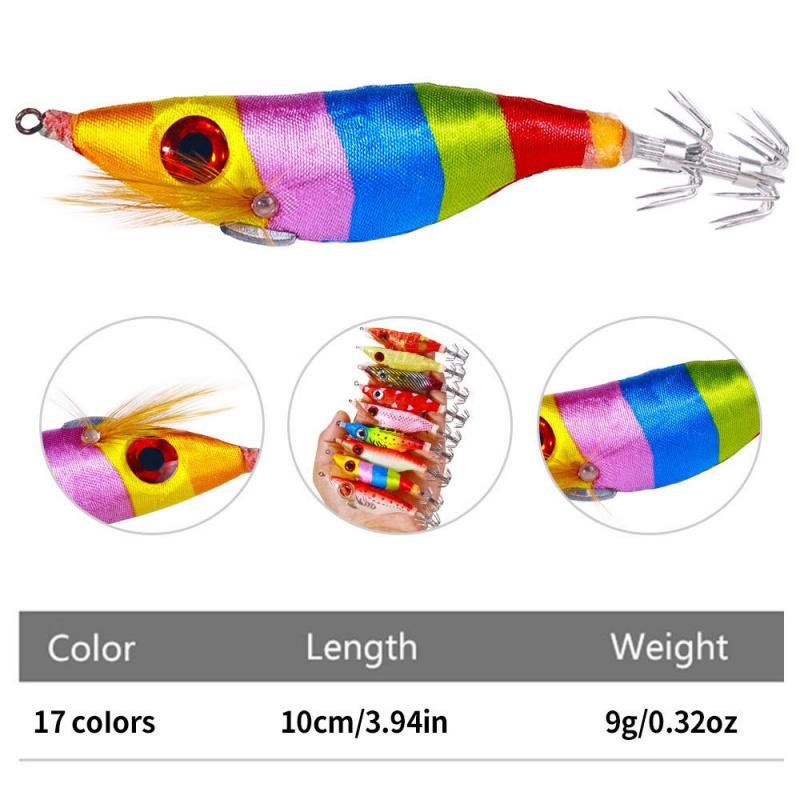 10CMLuminous Wood Shrimp9GSet of Big Eye Shrimp Lure Bait Squid Hook High Simulation Bait Night Fishing Bass Special for Bluefis