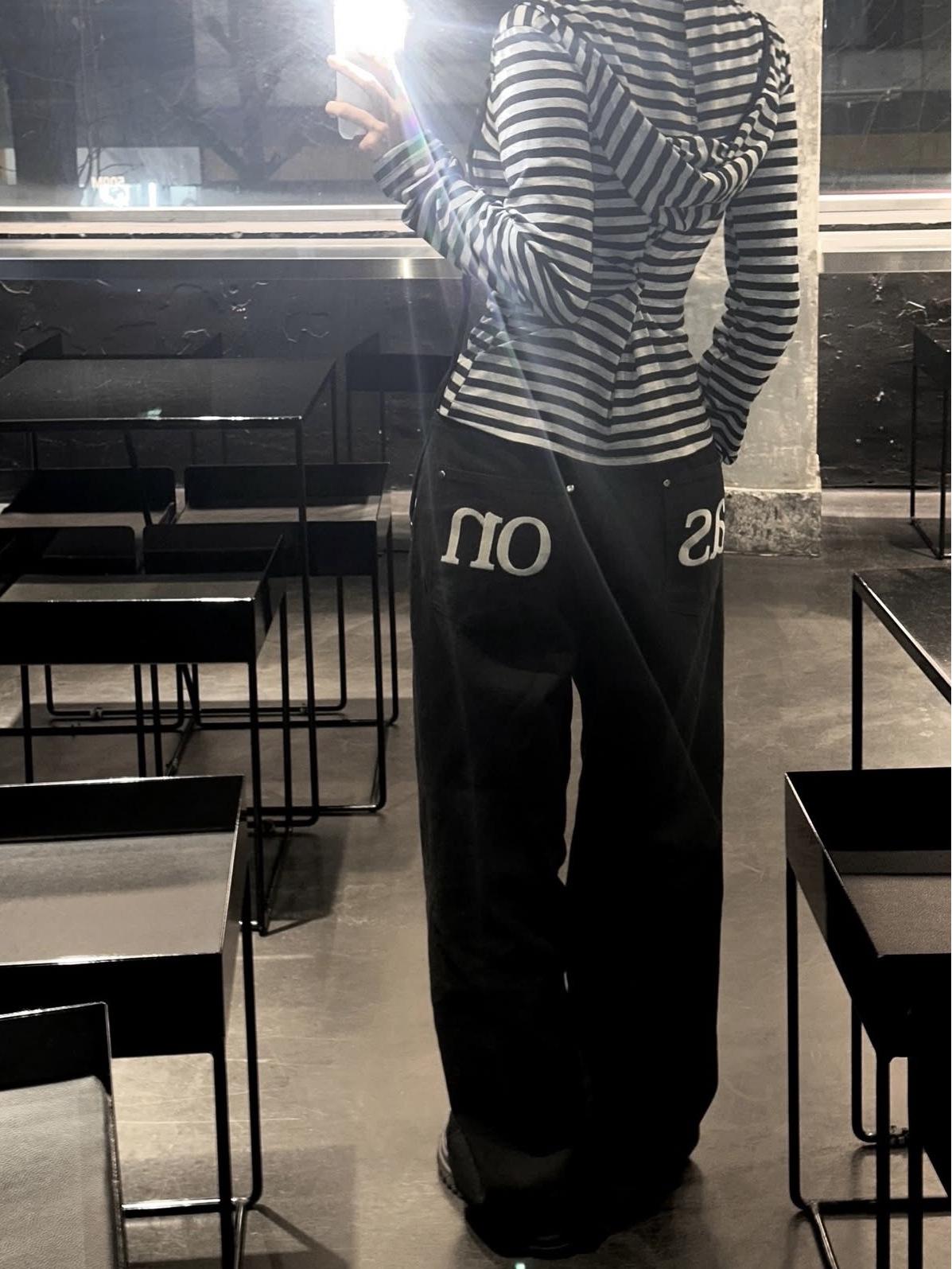 

Korean-Style Embroidered Back Pocket Mid-Rise Straight-Leg Pants for Girls Small чорний