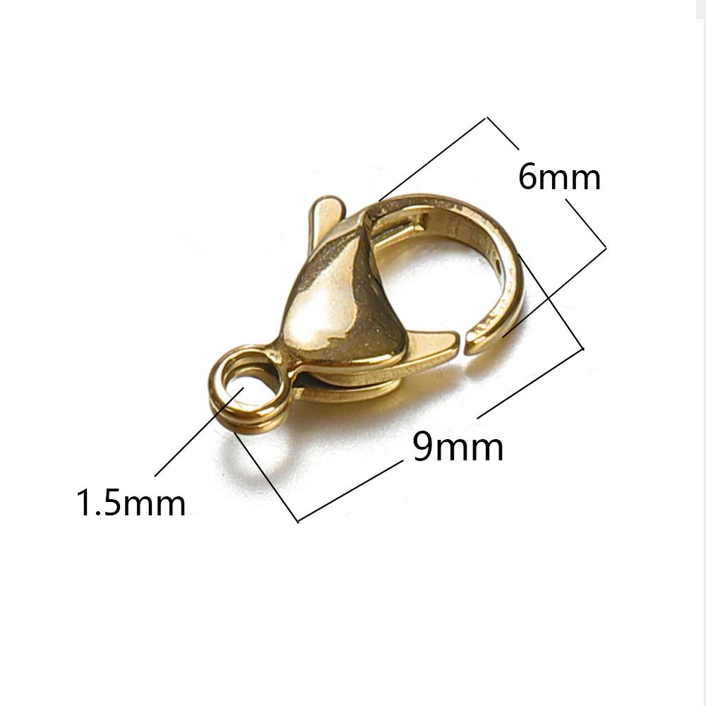 20pcs 9-15mm Stainless Steel Lobster Clasps for Bracelet Necklace Gold Color Chain Claw Connectors DIY Jewelry Making