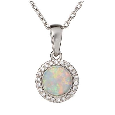 [R5577] - Artisanal Silver Pendant 'Goddess Opal' Silver White (rhodium) - 6 Mm