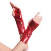 Fingerless Black Patent Leather Short Gloves for Halloween, Punk, and Hip Hop Styles – Ideal for Stage Performances.