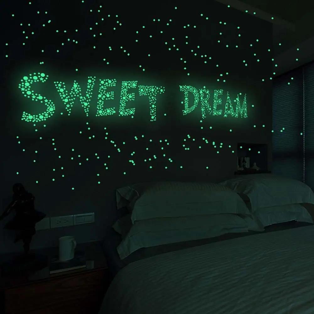 

3D Luminous Stars Dots Fluorescent Wall Sticker Glow in Dark Bubble Decal Bedroom Ornament Home Decoration Kids Room