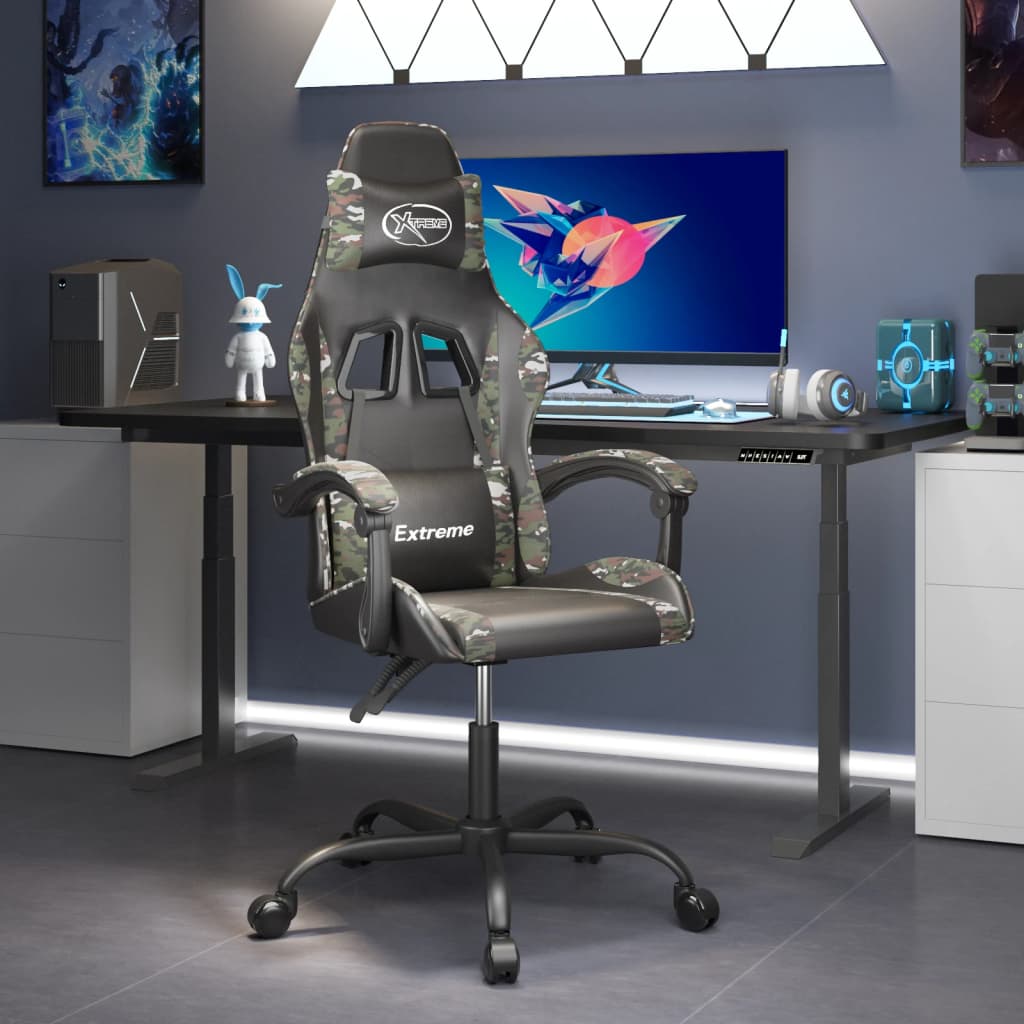 Gaming Chair Black and Camouflage Faux Leather\