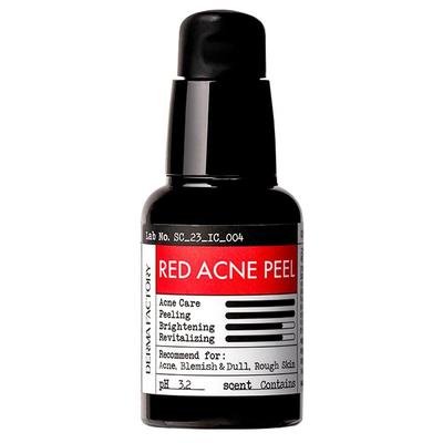 Dermafactory Red Acne Peel 30ml – AHA 20% Exfoliating Serum, BHA, Pore Refining, Vegan, Korean
